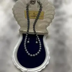 冠婚葬祭グレー パール ネックレス イヤリング セット 約40cm