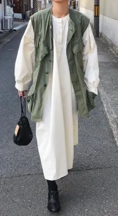 nugu_klee ラウンドボタンロングドレス