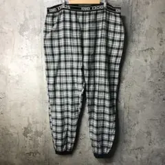 B746古着　チェックパンツ　パジャマパンツ　グリーンググレー　黒　白
