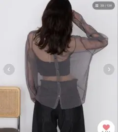 新品♡forksy. ニュアンス メロー ラメ シアートップス　チャコールグレーのサムネイル