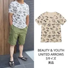 【美品】ビューティー＆ユース ユナイテッドアローズ パームツリー総柄Tシャツ Sのサムネイル