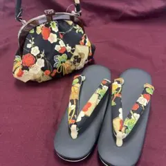 【レトロ風】【大正浪漫調】 和装用バッグと草履（Lサイズ）のセット