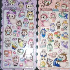 即日発送 LABUBU 夜行シール ラブブ おしりシール ぷくぷく 蓄光 2枚