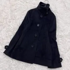 MICHEL KLEIN✨M ウール100% スタンドカラーウールコート 黒