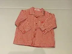 miki HOUSE 赤・白チェック 長袖シャツ T80-G11