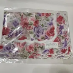 【新品未使用】花柄ハンカチ－フ　綿100% ブルーミング中西のサムネイル