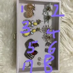 個性派イヤリングセット（8ペア）花・ビジュー・ヴィンテージ調／バラ売りOK