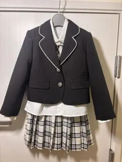 フォーマルスーツ 黒と白のチェック柄スカート115cm