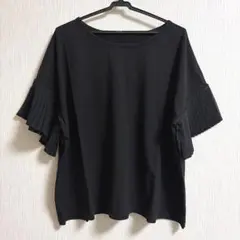 adam et rope アダムエロペ トップス 半袖 フリル ブラック 黒