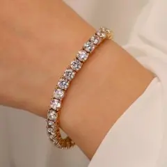 テニスブレスレット 18cm 幅4mm テニスチェーン ゴールド ブリンブリン