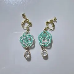 水引 イヤリング 緑 ミントグリーン エメラルドグリーン