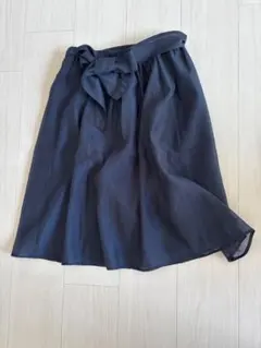 チュールスカート　ネイビー　紺色　フレアスカート リボン付　美品　natural