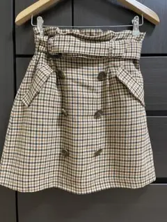 チェック柄ダブルボタンミニスカート