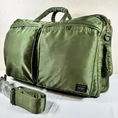 [美品] PORTER タンカー 3way ビジネスバッグ セージグリーン 2層