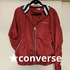★CONVERSE フード付 ウィンドブレーカー　赤