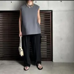 ローヘン lohen サイドスリットクルーネックカットソー　BLACK ローヘン サイドスリットクルーネックカットソー 黒 LOHEN