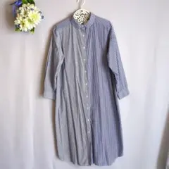 ストライプシャツワンピース