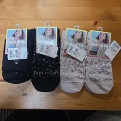 two colon 花柄ソックス 4足セット 25-27cm