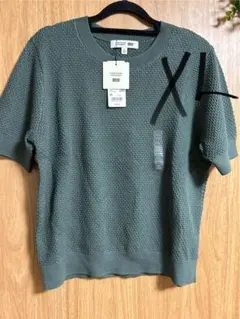 新品 ユニクロ　コットンポップコーン　クルーセーター 半袖ニット　XL