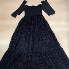 Heather ブラックシャギー肩リボンワンピースのサムネイル