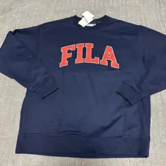 新品タグ付きFILAフィラトレーナーロンTスウェットＭネイビー　ユニセックス