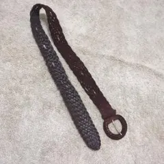 ダークブラウン 編み込みベルト