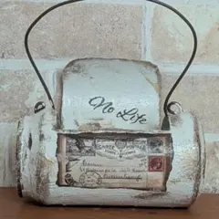 リメ缶　舟型　漆喰風　ピュアホワイト　レトロシール