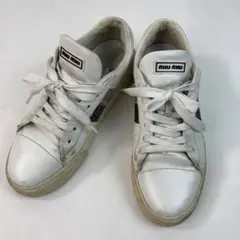 【良品】 miumiu グリッター スニーカー 白 ラメ 5E829C 37