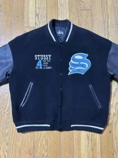 STUSSY  Big4 ネイビー/イエロー ジャケット L STUSSY Big4 ネイビー/イエロー ジャケット L STUSSY スタジャン L