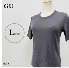 ジーユー　カットソー　無地　Ｌ　ダークグレー