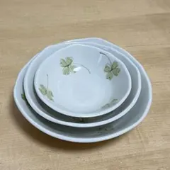 【美品】光洋陶器 クローバー柄 磁器ボウル 3点セット（大・中・小）