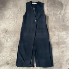 ZARA ザラ ロングベスト ロングジレ ブラック S