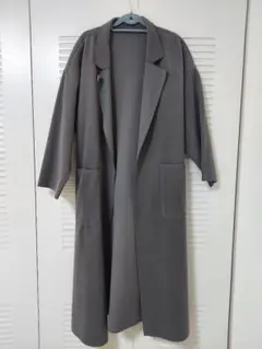 GRL グレー ロングコート Lサイズ ウエストリボン付き