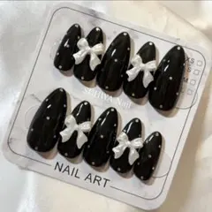 ネイルチップ 韓国 ワンホン 量産型 リボン フレンチガーリー 上品オーダー