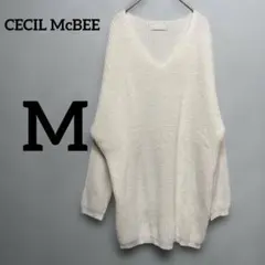 CECIL McBEE セシルマクビー　ホワイト Vネックニット　ゆったり　M