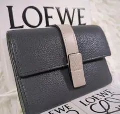 【限定カラー／新品同様】ロエベ LOEWE 三つ折り財布 グレー ミニスモール