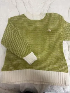 オリーブグリーン編み込みニット