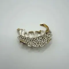 【美品】ヴィンテージ風 ブローチ ゴールド シルバー コンビ ラインストーン