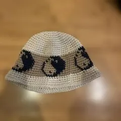 ハンドメイド クラッシャーハット ベージュ×ブラック