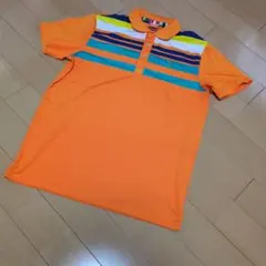 PUMA メンズポロシャツ オレンジ ボーダー柄のサムネイル