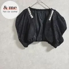 プチプードル　レースボレロ　五分袖　ビジュー　パワーショルダー　ボリューム袖