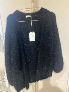 ESICA ブラック ラメ入り 長袖カーディガン