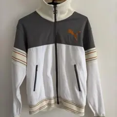 PUMA ジャージ ジップアップジャケット ホワイト/グレー Lサイズ 古着