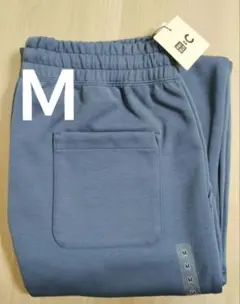 新品 UNIQLO C スウェットワイドパンツ ブルー Ｍ 丈標準 ユニクロ