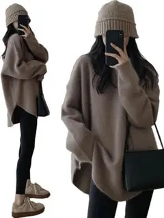 新品 ニット セーター レディース プルオーバーセーター クルーネック ブラウン