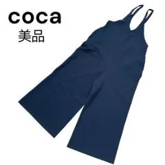 【美品】coca コカ エンボスサロペット ネイビー ワンサイズ ゆったり 妊婦