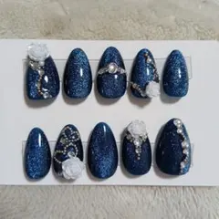 成人式、ブルーカラーネイルチップ10個セット