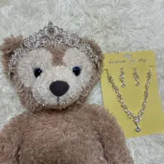 キュービックジルコニア結婚式3点セットピアス&ティアラ&ネックレス　ヘッドドレス