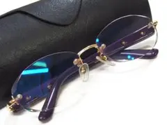 値引交渉歓迎】【美品】K18金無垢＆茨布甲枠なし本鼈甲眼鏡2468 