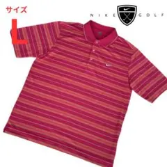 【美品】ナイキゴルフ 半袖ポロシャツ ボーダー 赤 オレンジ メンズL NIKE